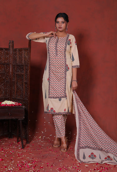 Mudra Earth Hand Block Print Suit Set