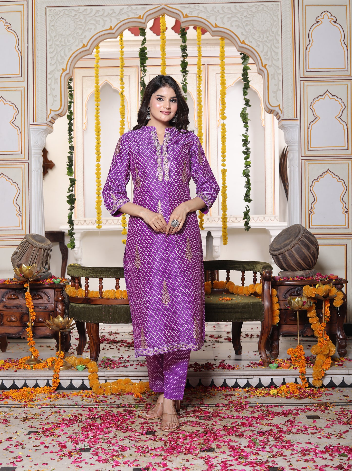 Amethyst Colour Chanderi Suit 3 Piece Set - (Grace in every thread. Elegance in every occasion.)
