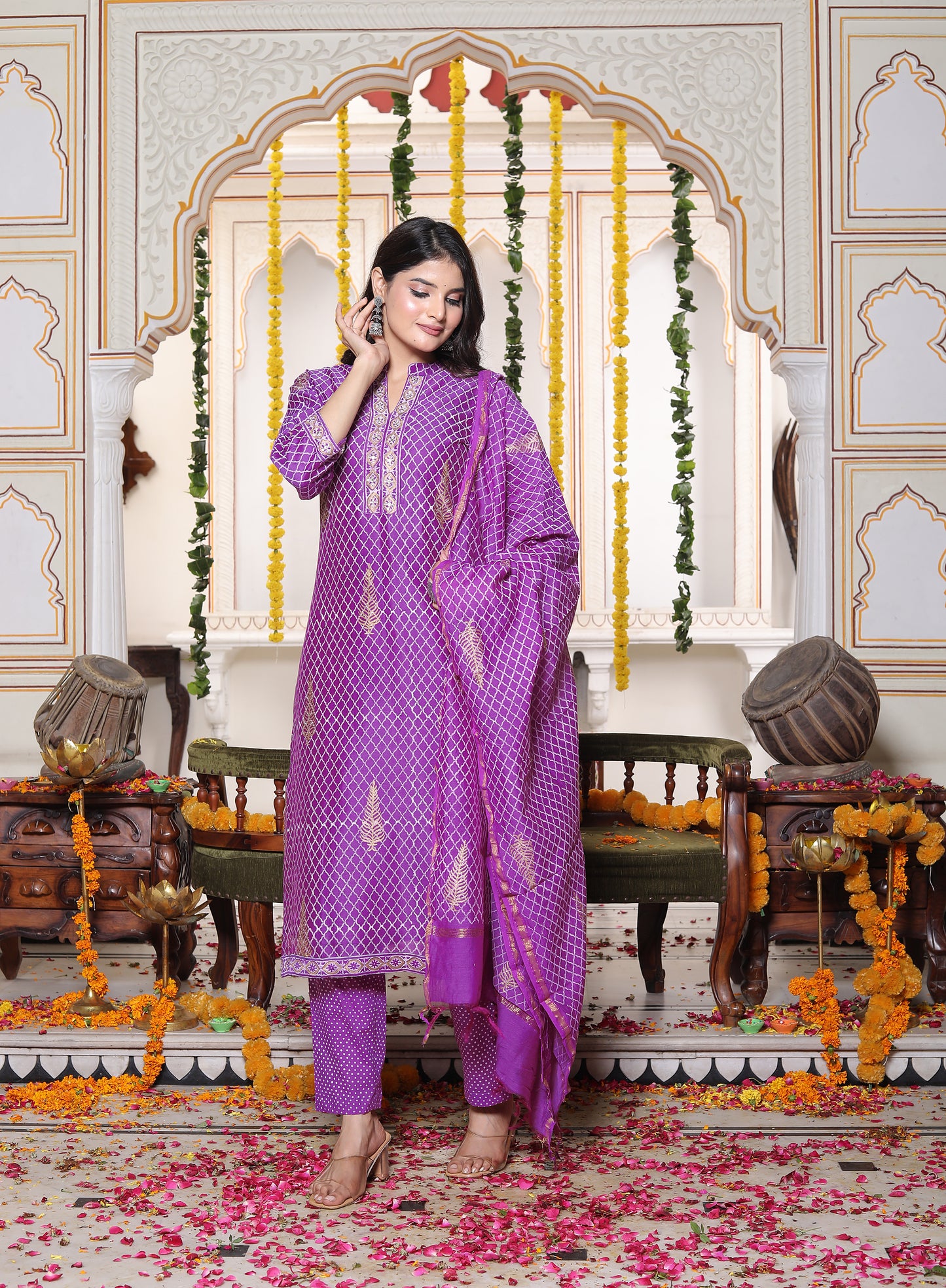 Amethyst Colour Chanderi Suit 3 Piece Set - (Grace in every thread. Elegance in every occasion.)