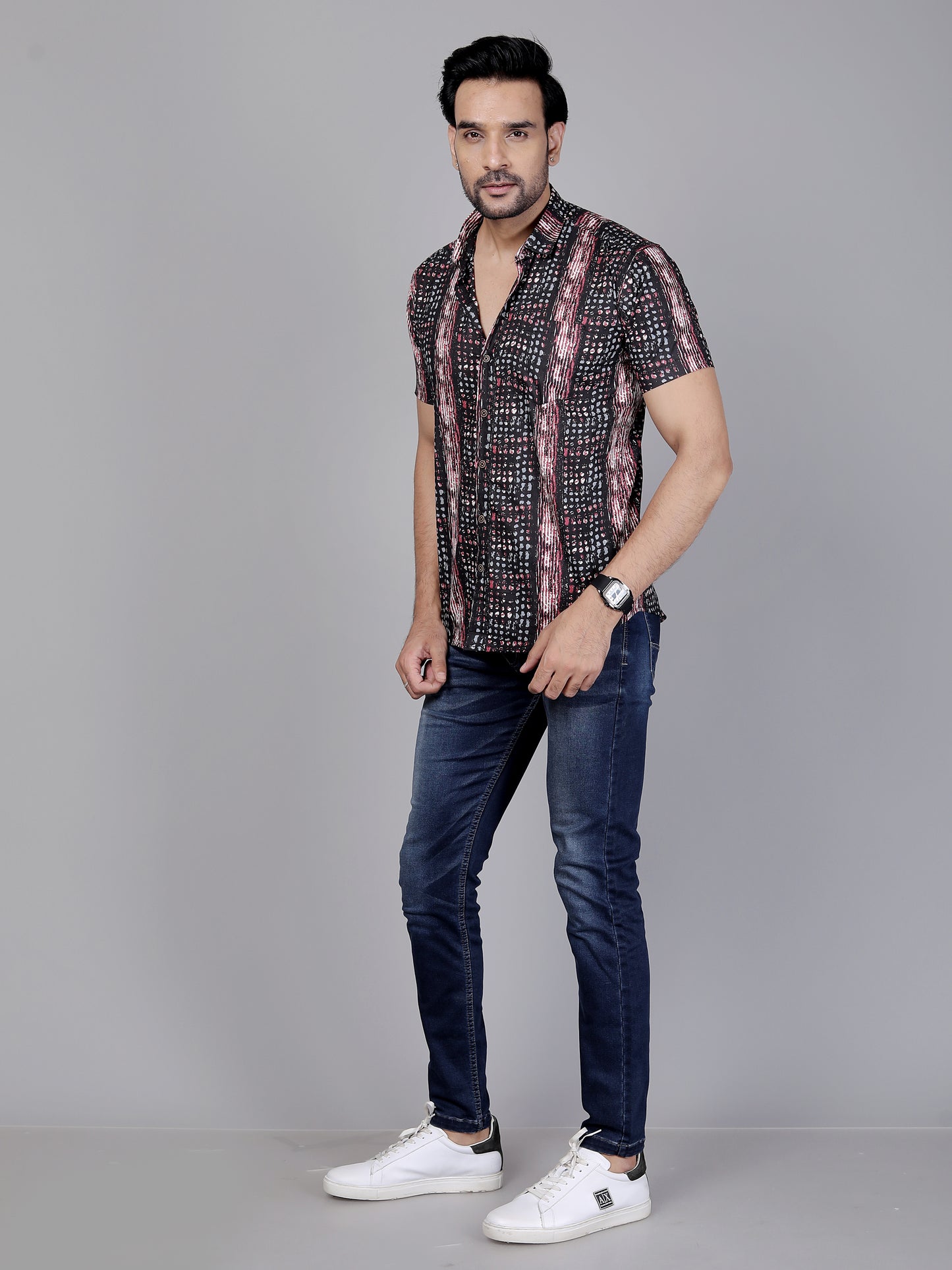 Boho Streak Half Sleeve Shirt โ Light on your skin, heavy on style โ pure cotton done right.
