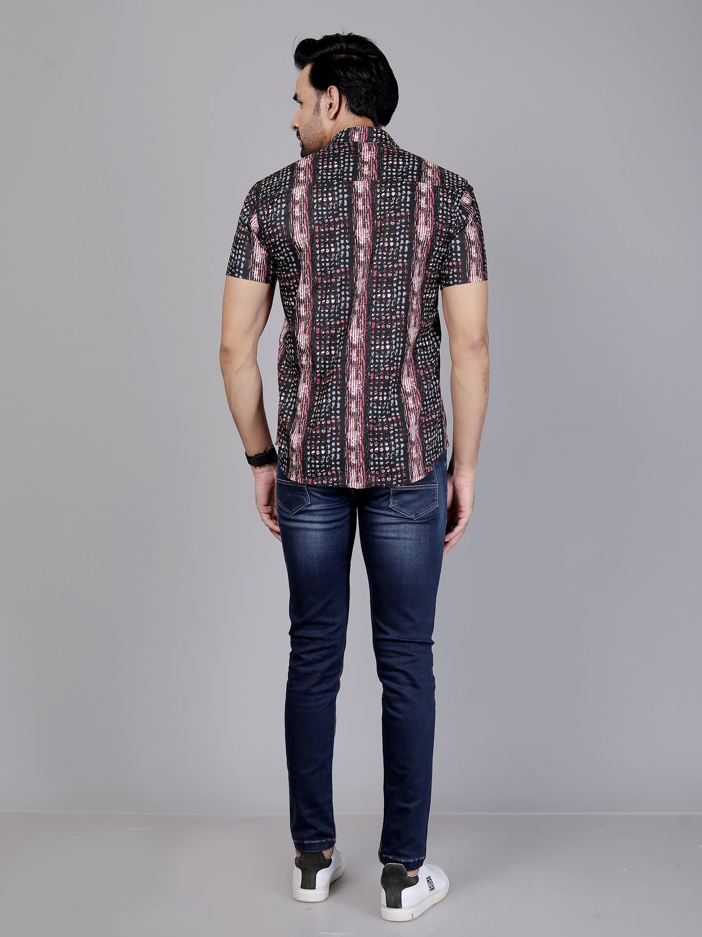Boho Streak Half Sleeve Shirt โ Light on your skin, heavy on style โ pure cotton done right.