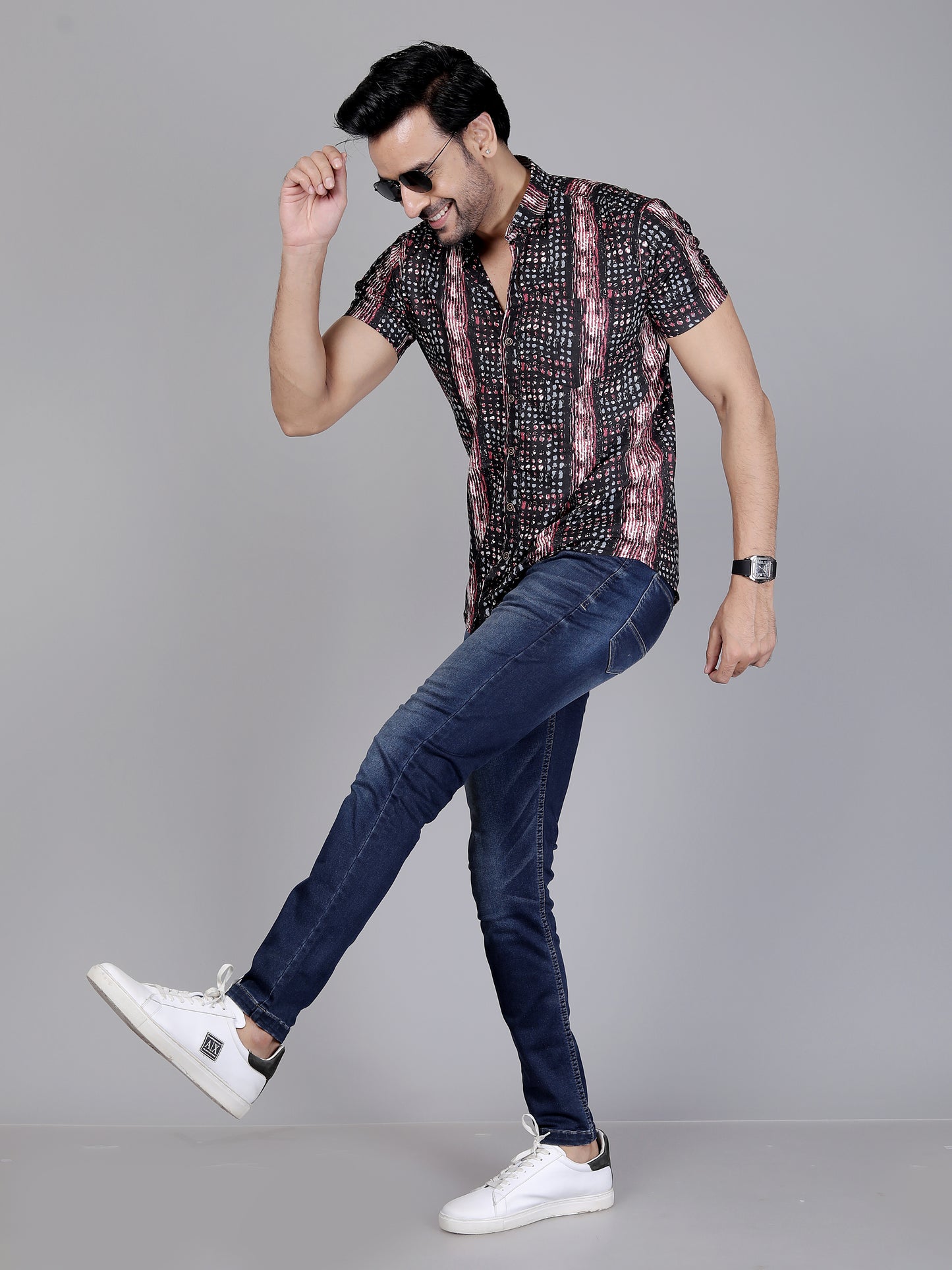 Boho Streak Half Sleeve Shirt โ Light on your skin, heavy on style โ pure cotton done right.