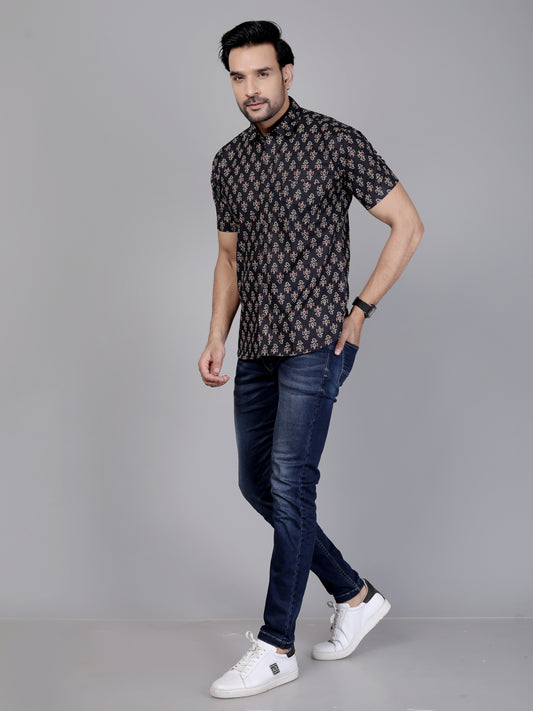 Floral Printed Cotton Shirt For Men
