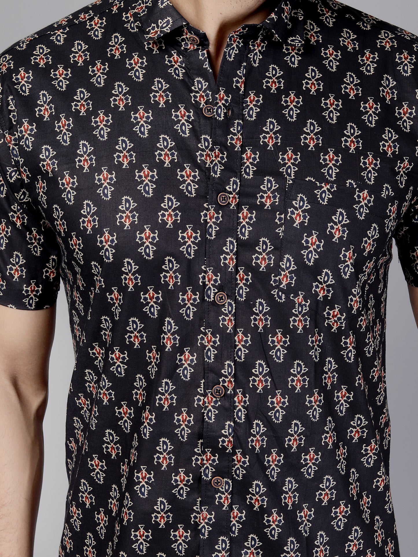 Floral Printed Cotton Shirt For Men