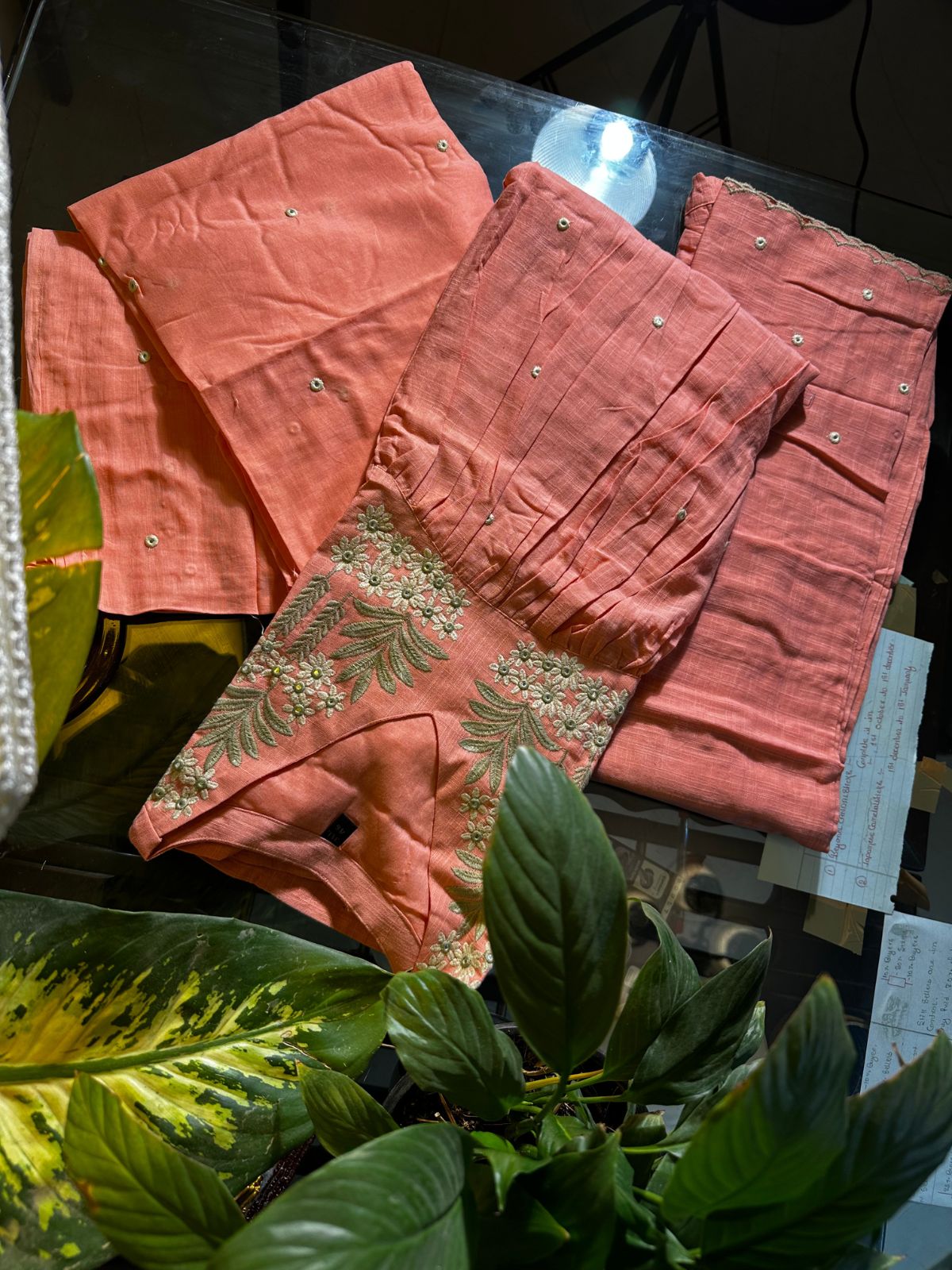 Pure Jute Cotton Fabric with Hand Embroidery