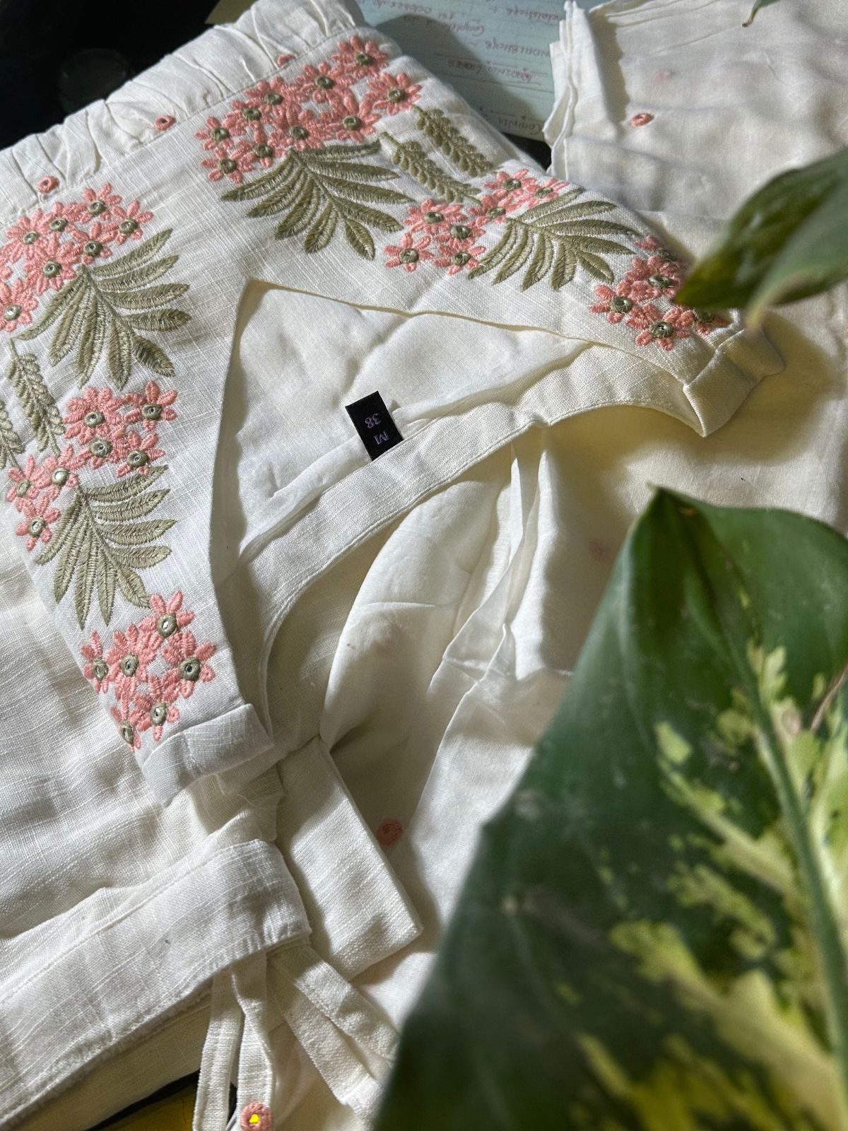 Pure Jute Cotton Fabric with Hand Embroidery