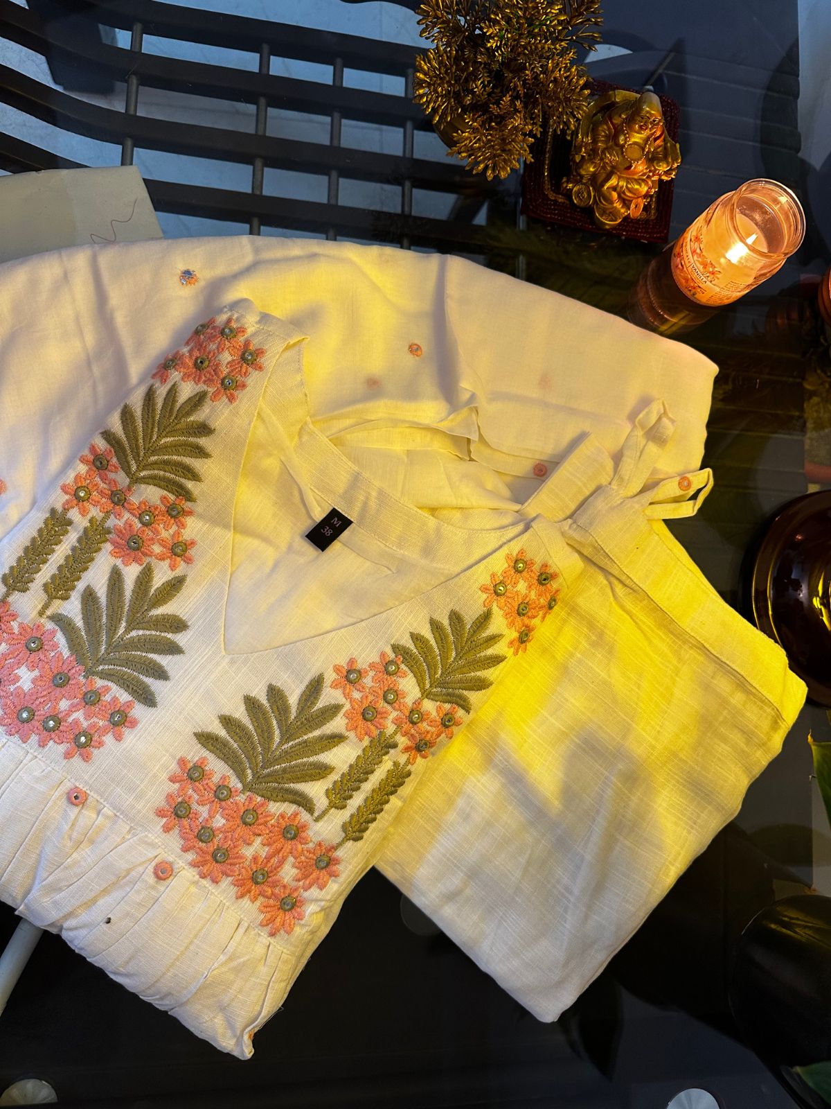 Pure Jute Cotton Fabric with Hand Embroidery