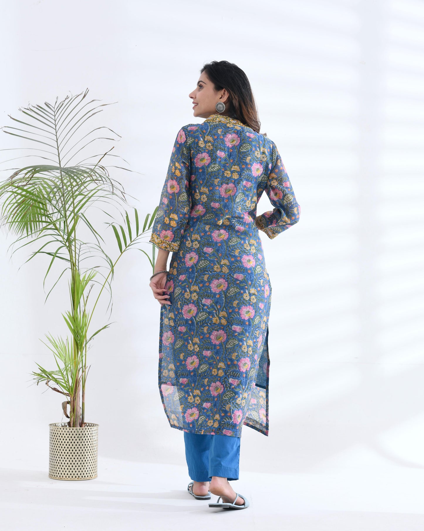 CHANDERI SILK SATRANG EMBROIDERED SUIT SET