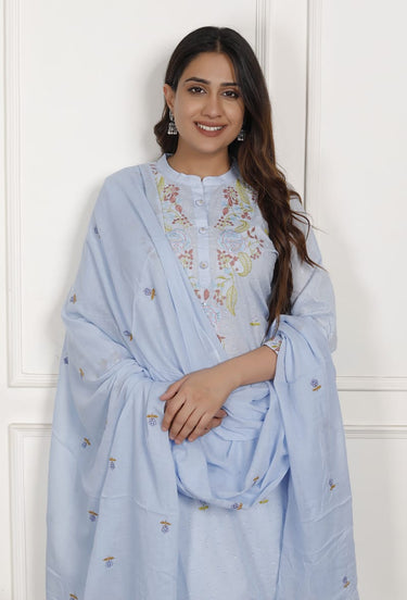 Embroidery Sky Cotton Suit Set