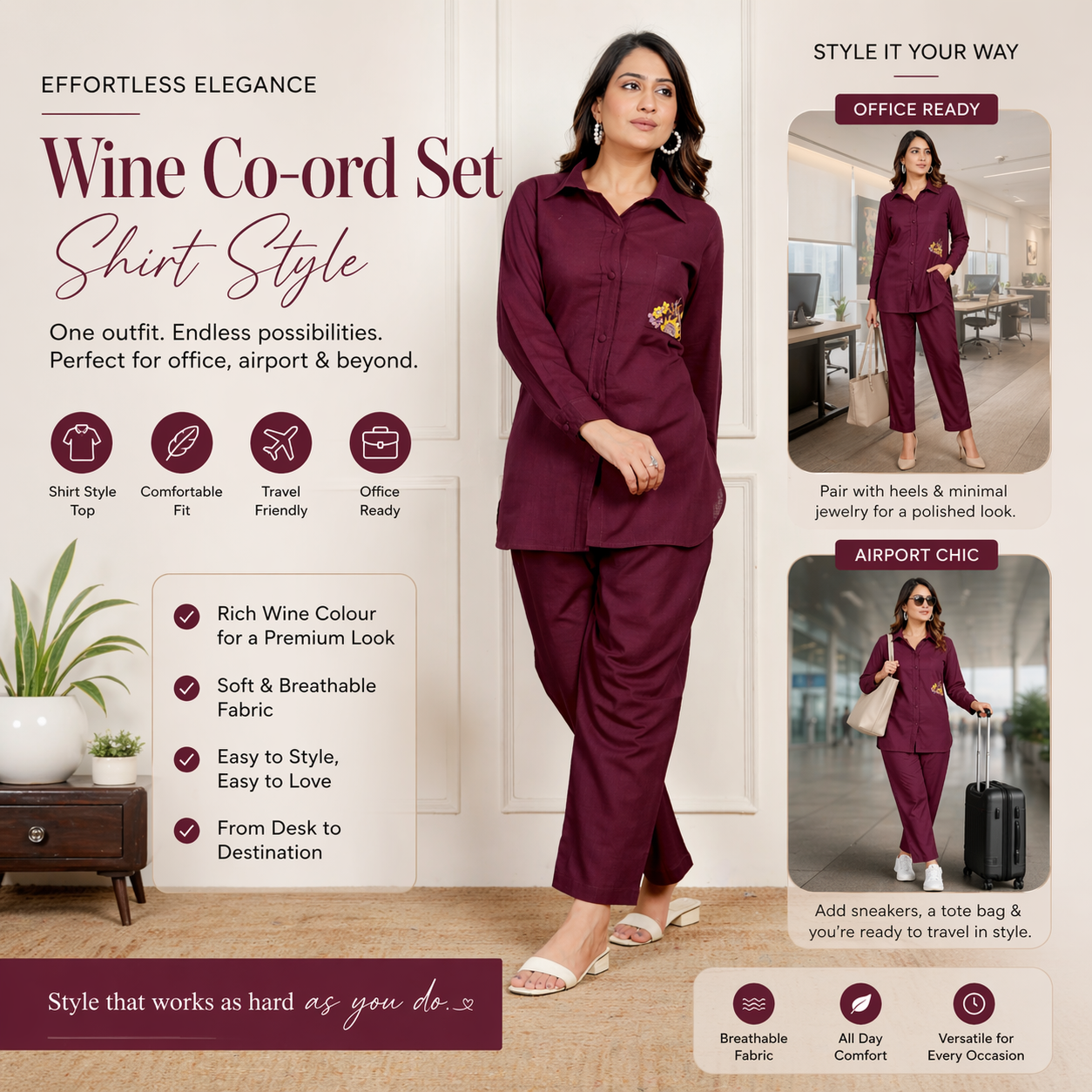 Effortless Elegance: The Wine Co-ord Set That Moves With You