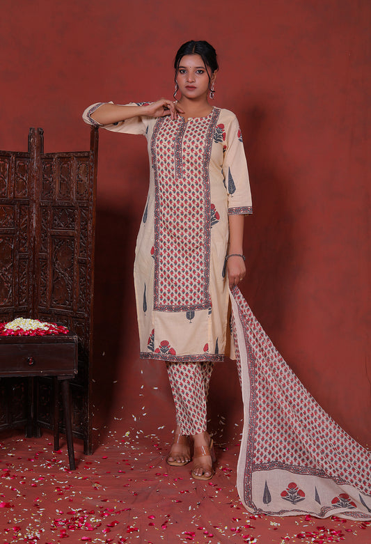 Mudra Earth Hand Block Print Suit Set