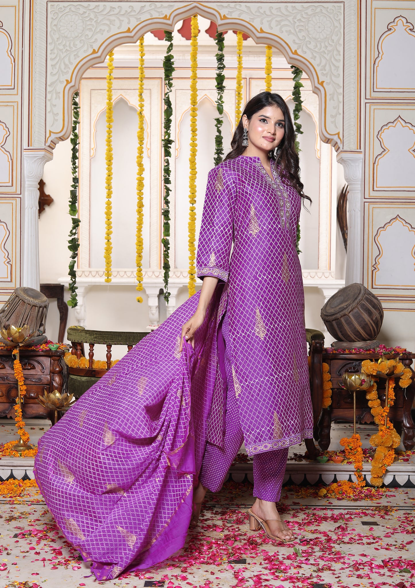 Amethyst Colour Chanderi Suit 3 Piece Set - (Grace in every thread. Elegance in every occasion.)