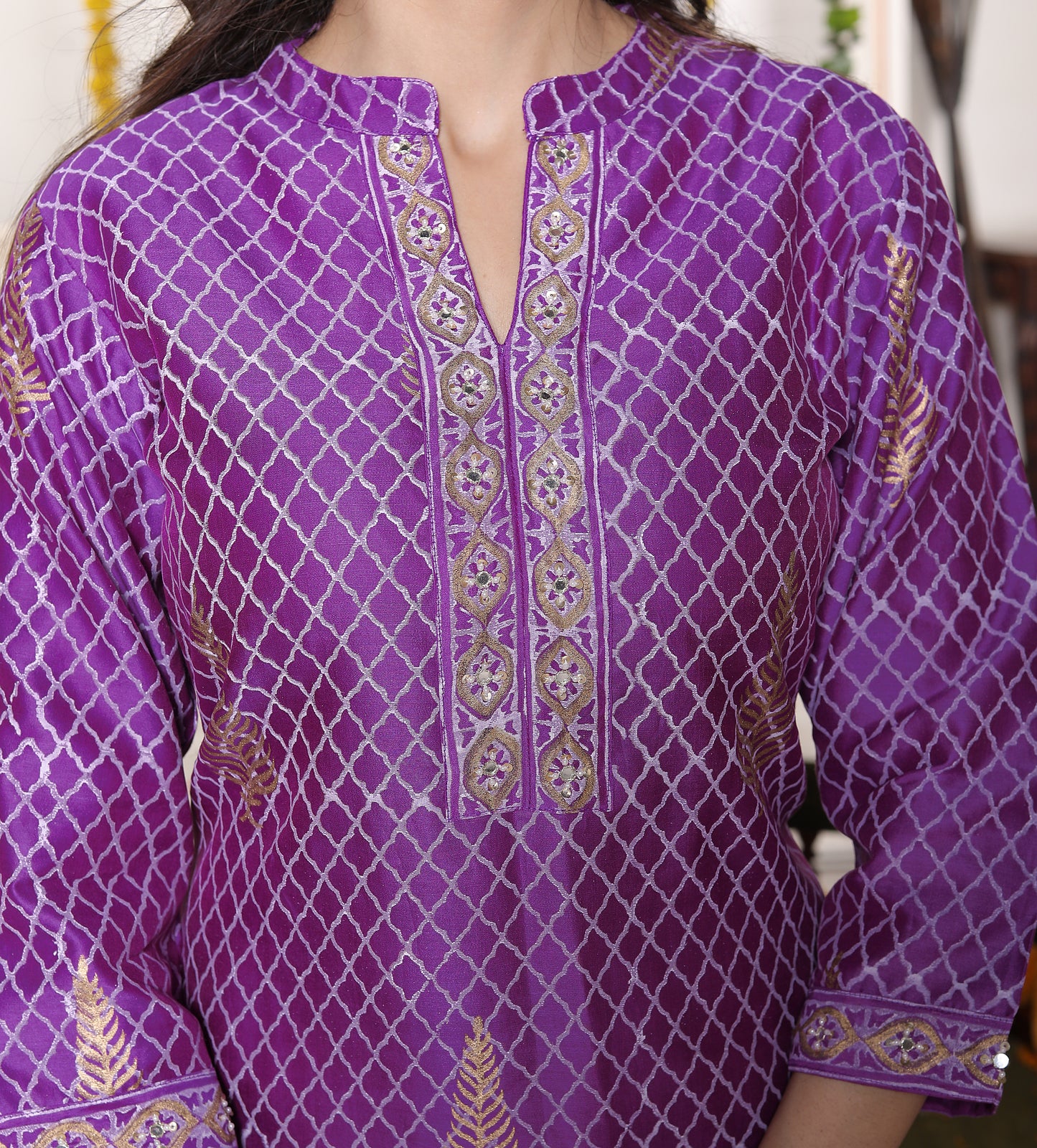 Amethyst Colour Chanderi Suit 3 Piece Set - (Grace in every thread. Elegance in every occasion.)