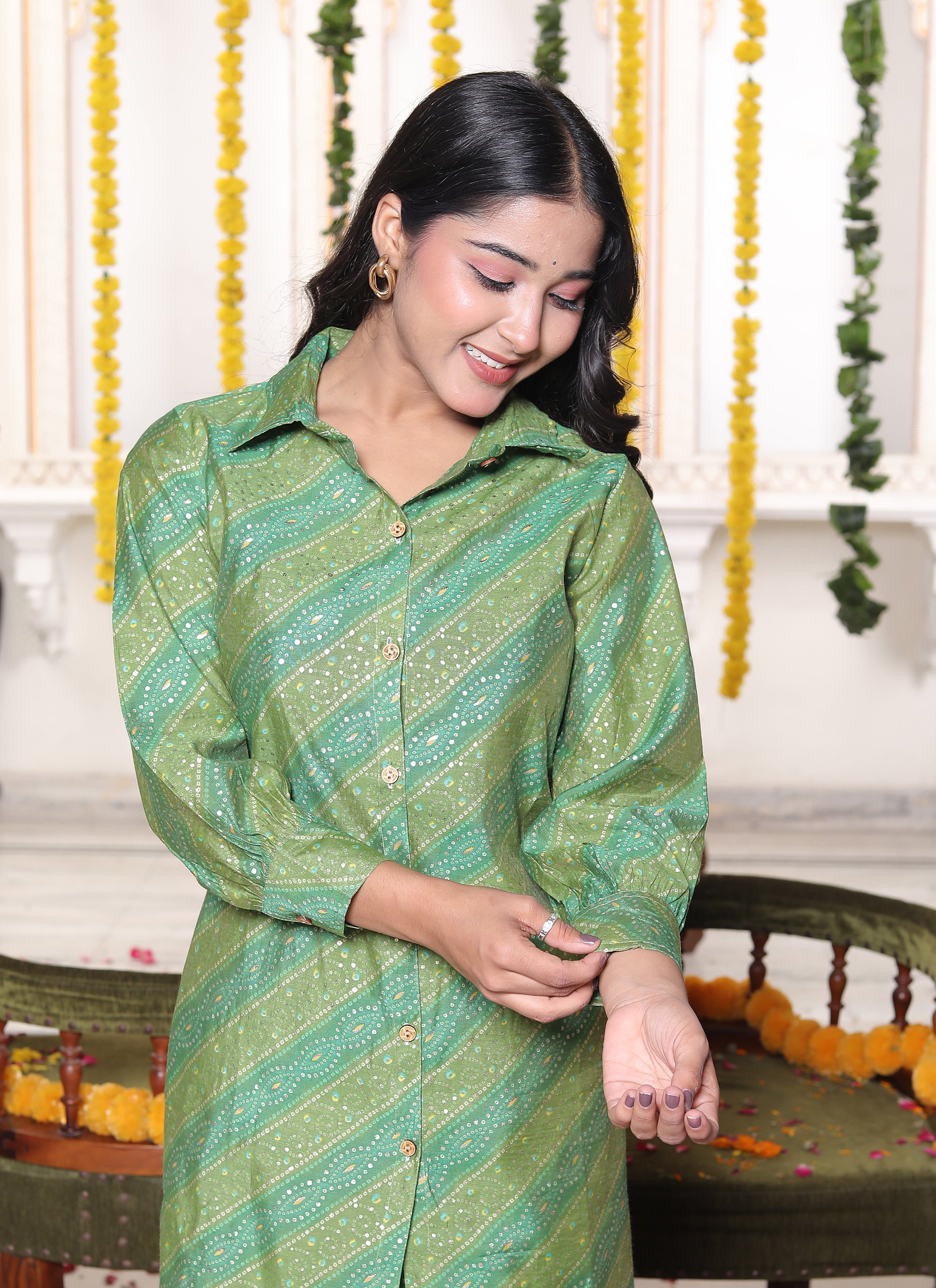 Rajsi Bandhej Blooming Green