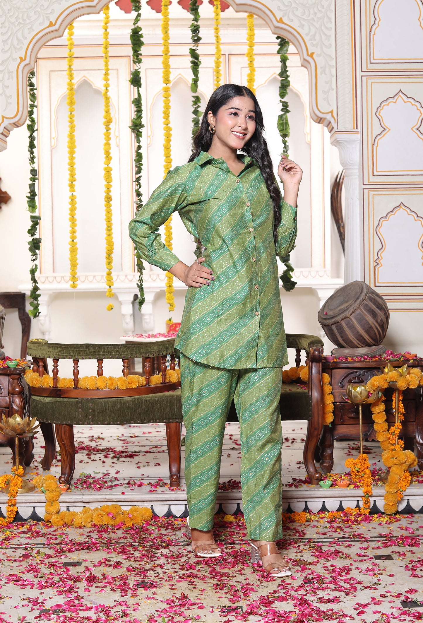 Rajsi Bandhej Blooming Green