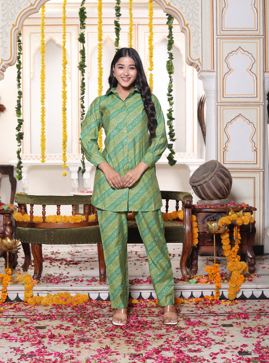 Rajsi Bandhej Blooming Green