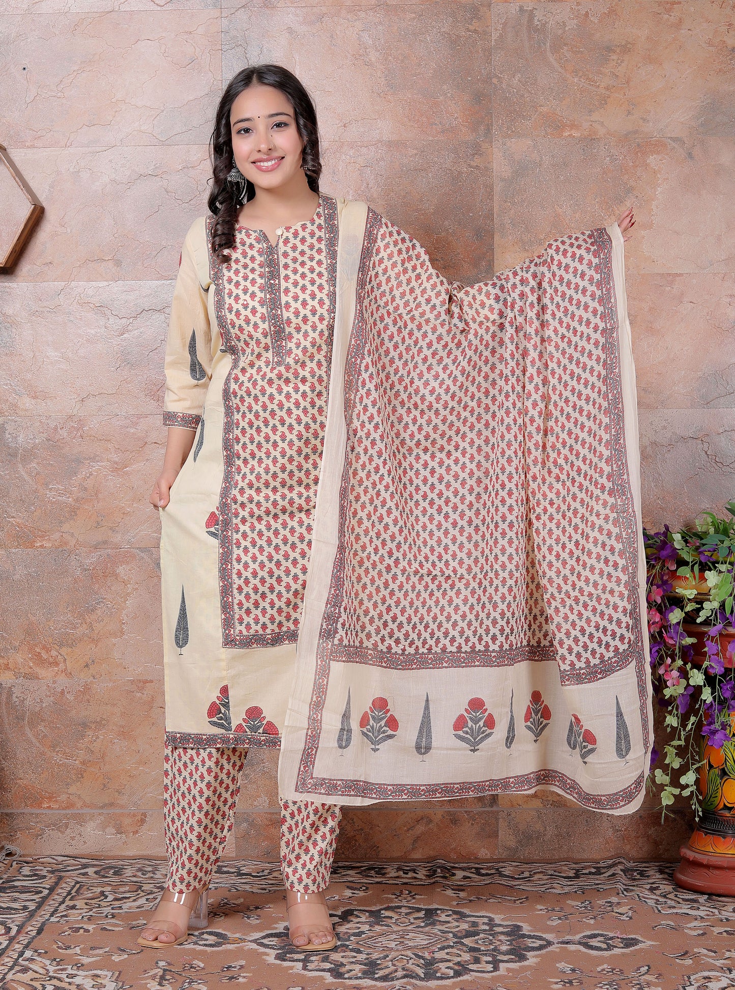 Mudra Earth Hand Block Print Suit Set