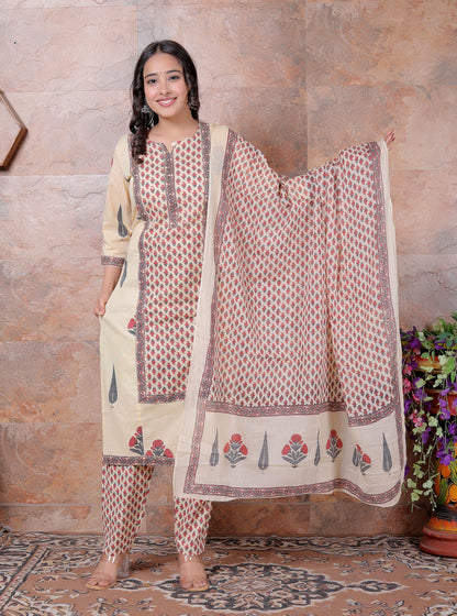 Mudra Earth Hand Block Print Suit Set