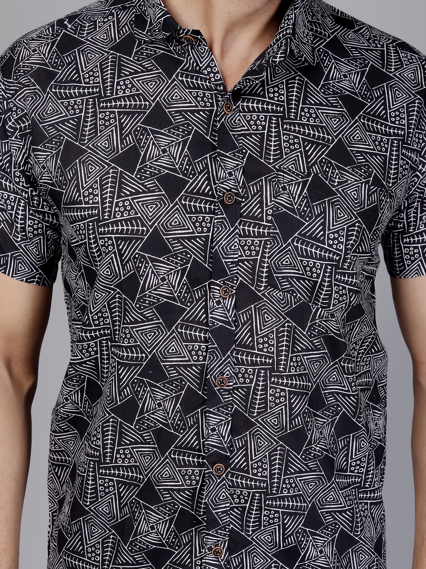 Urban Black & White Cotton Shirt Half Sleeves - Let your shirt breathe style, comfort, and culture.