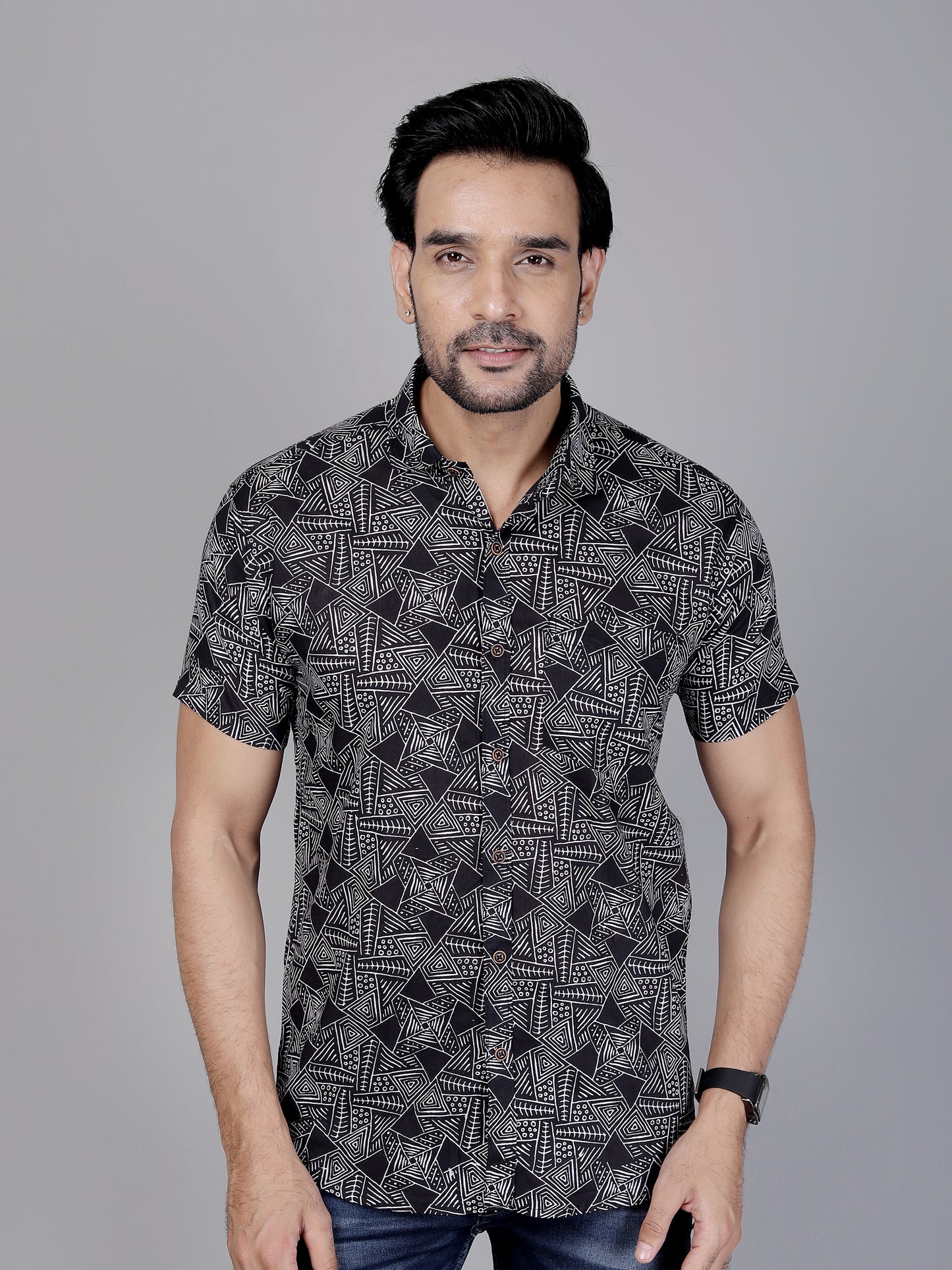 Urban Black & White Cotton Shirt Half Sleeves - Let your shirt breathe style, comfort, and culture.