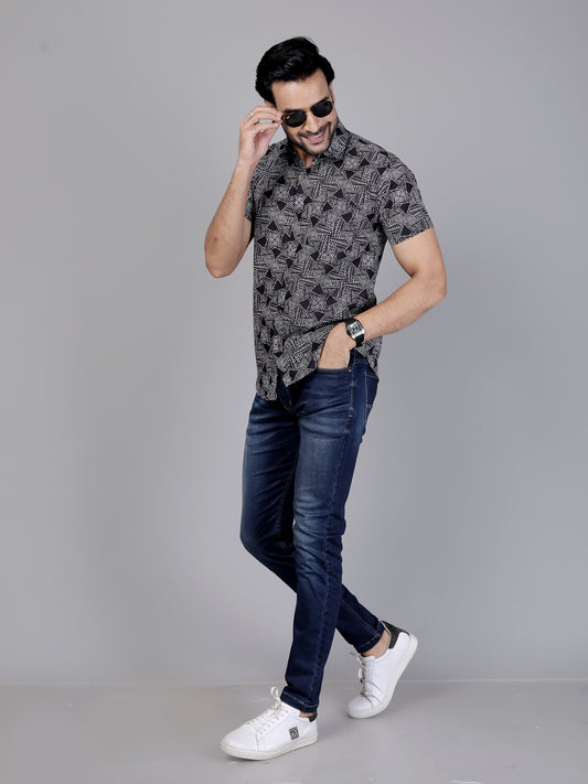 Urban Black & White Cotton Shirt Half Sleeves - Let your shirt breathe style, comfort, and culture.