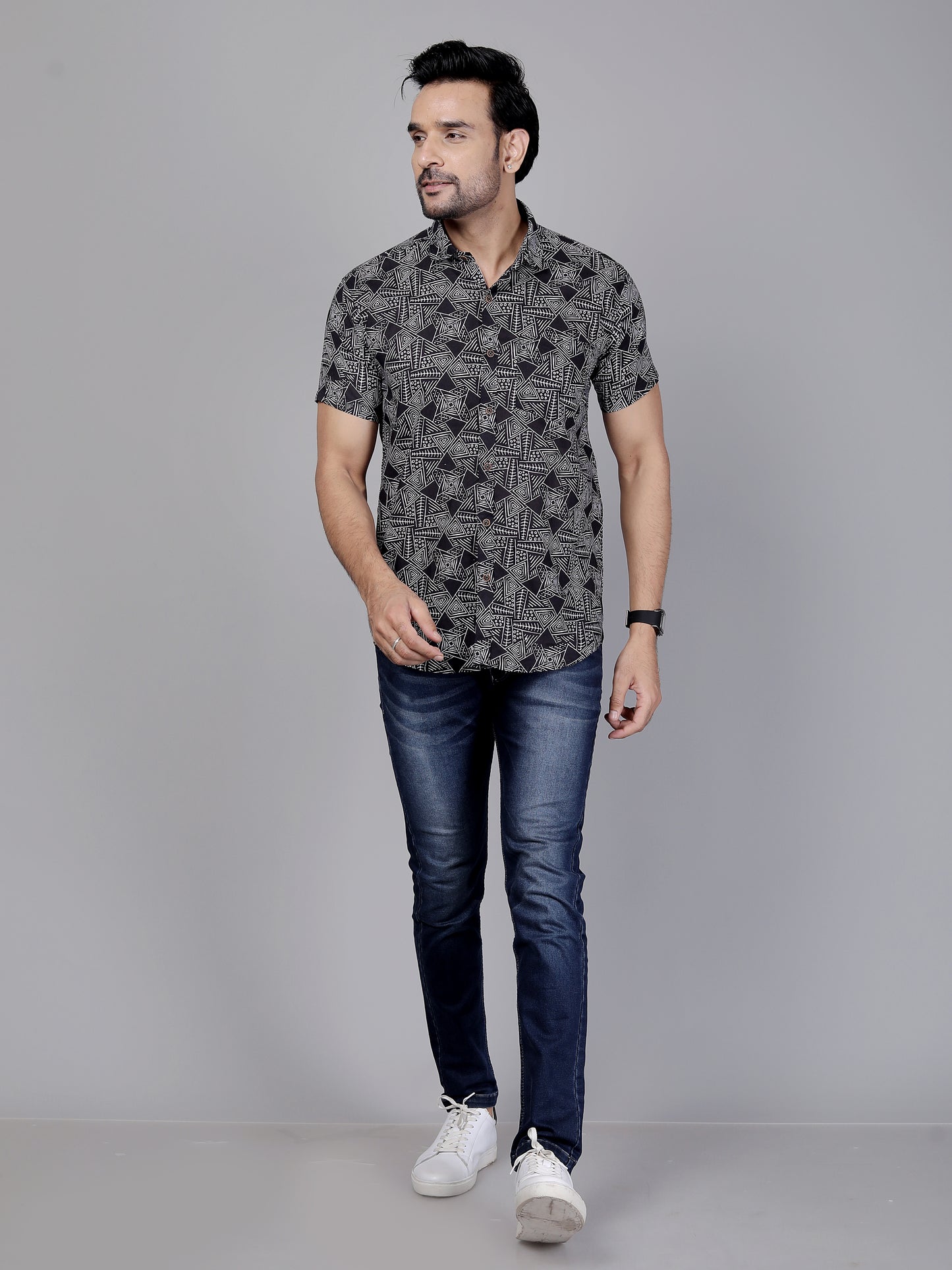 Urban Black & White Cotton Shirt Half Sleeves - Let your shirt breathe style, comfort, and culture.