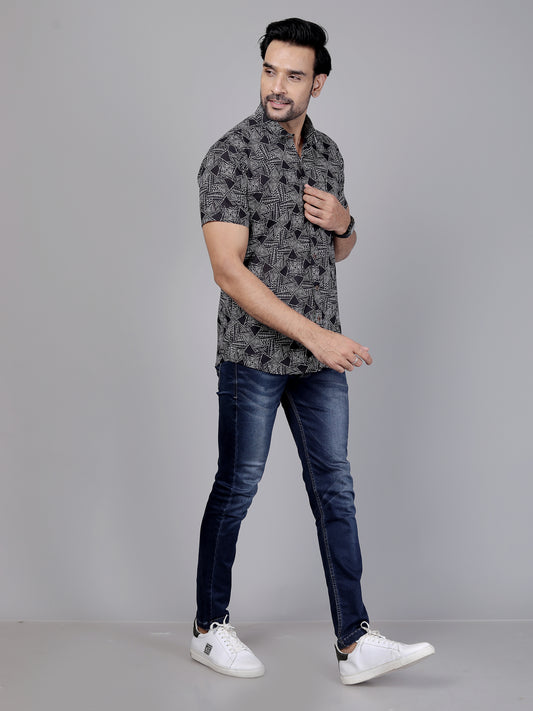 Urban Black & White Cotton Shirt Half Sleeves - Let your shirt breathe style, comfort, and culture.