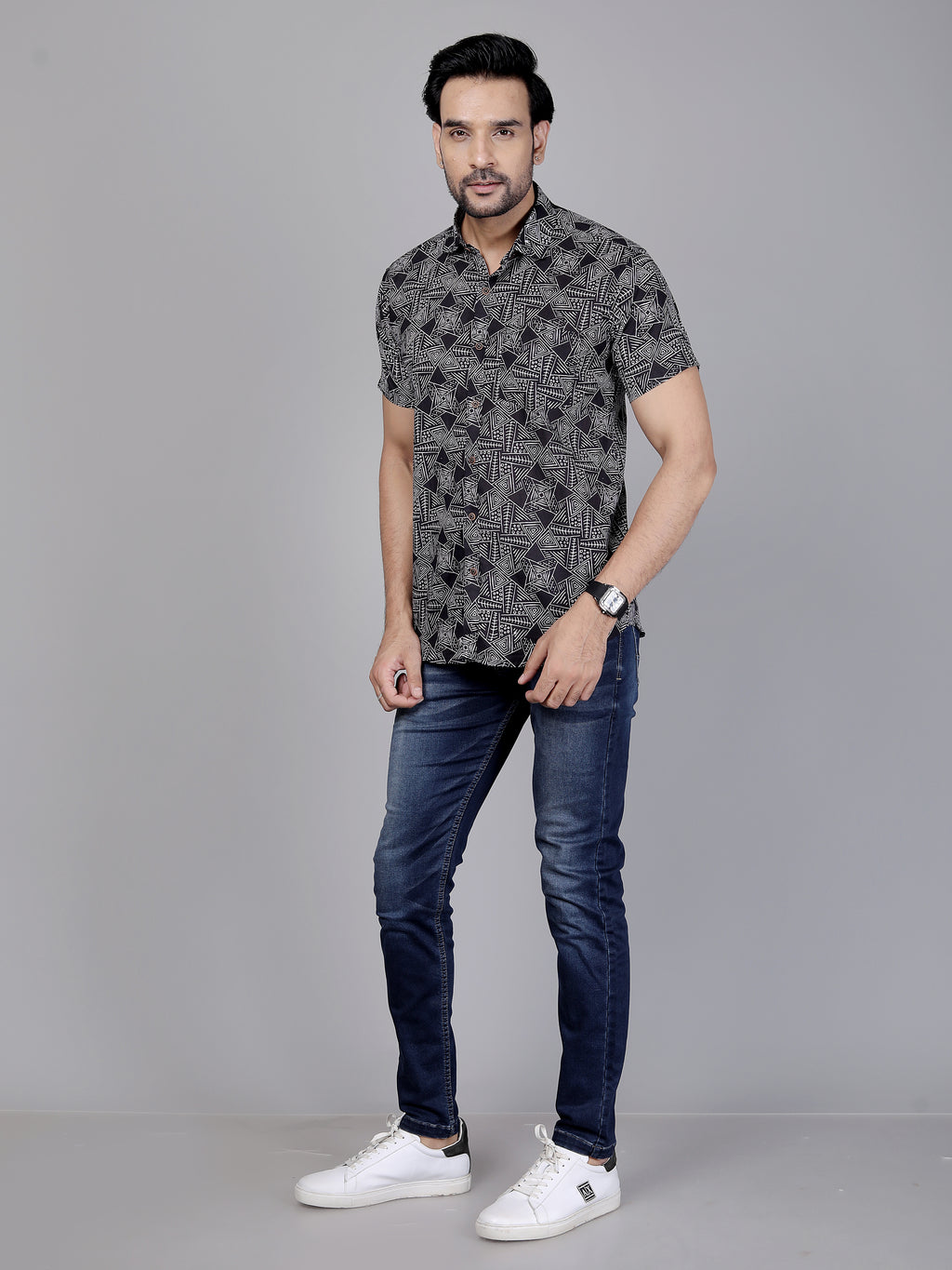Urban Black & White Cotton Shirt Half Sleeves - Let your shirt breathe style, comfort, and culture.