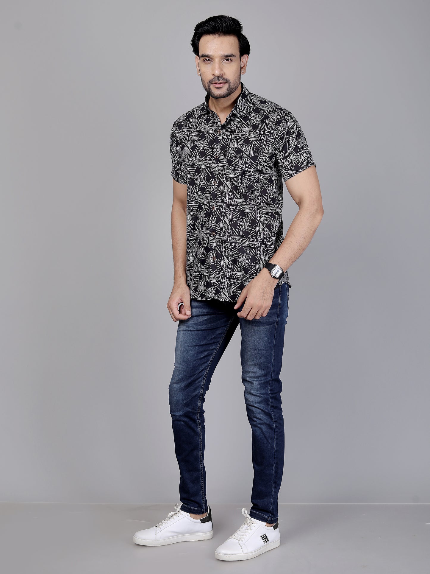 Urban Black & White Cotton Shirt Half Sleeves - Let your shirt breathe style, comfort, and culture.