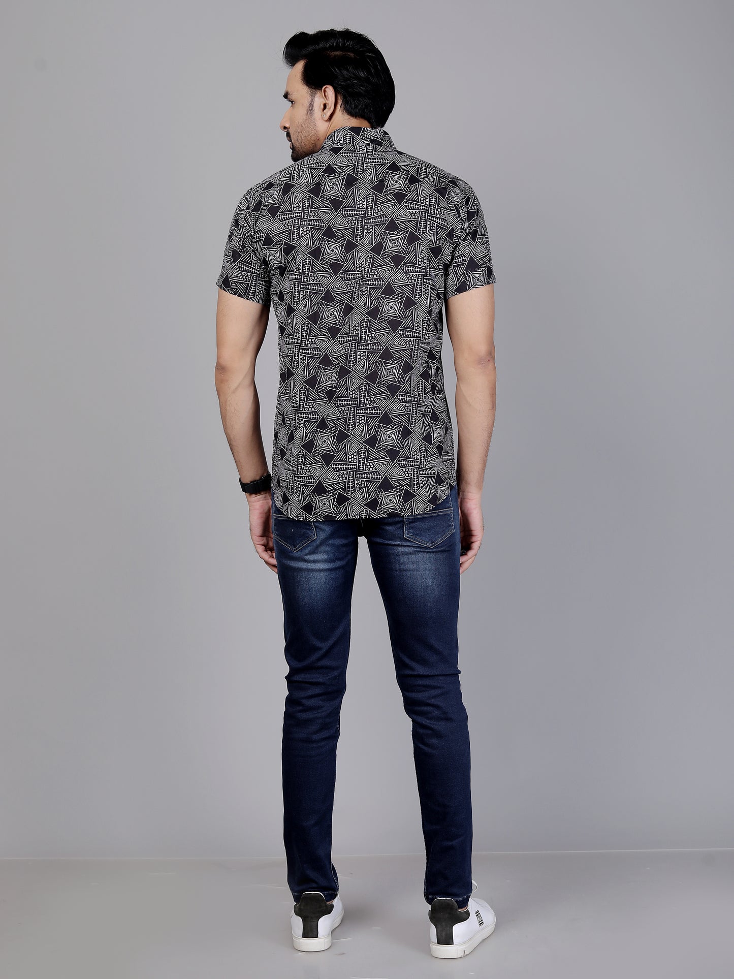 Urban Black & White Cotton Shirt Half Sleeves - Let your shirt breathe style, comfort, and culture.