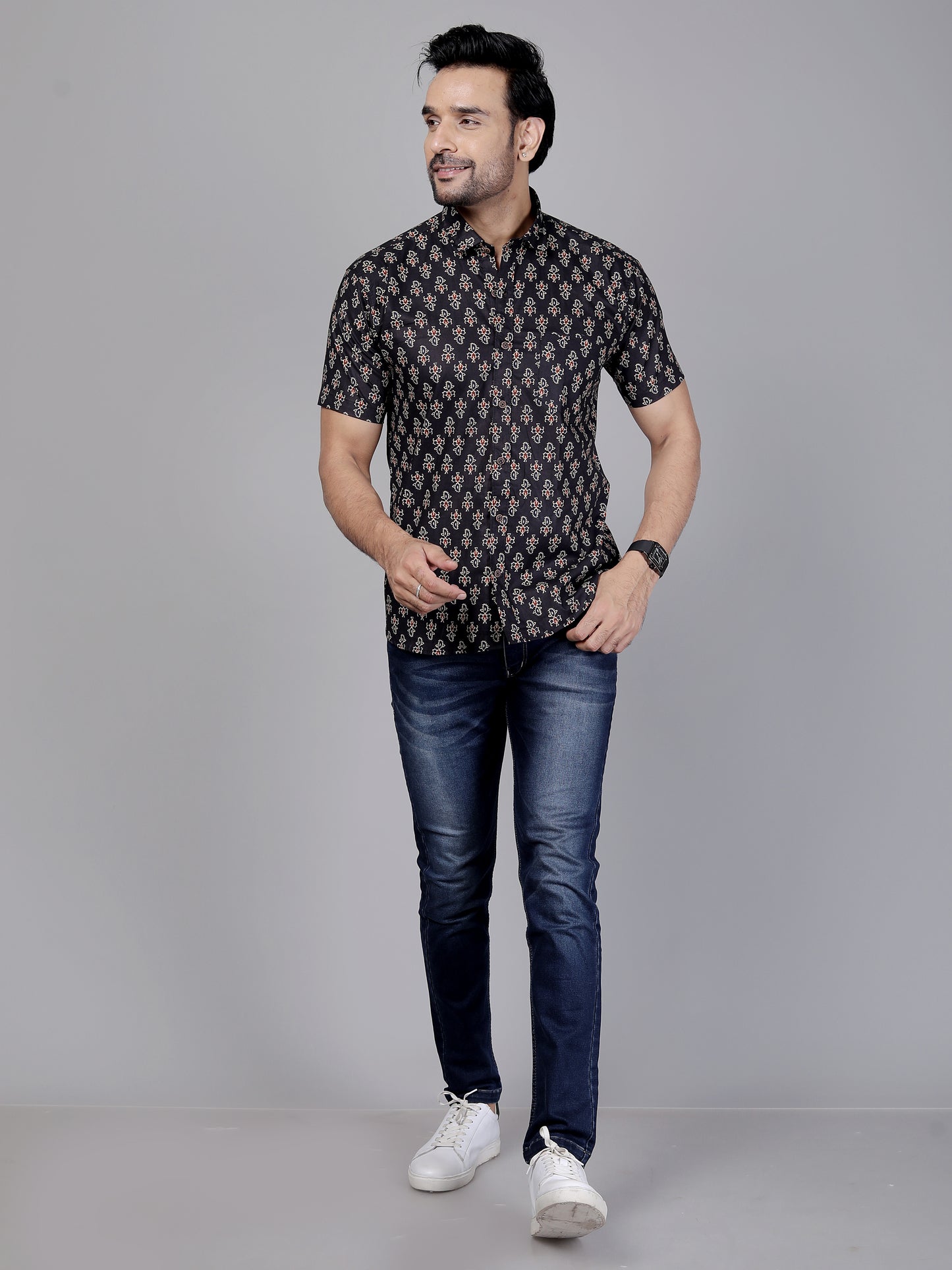 Midnight Floral Handcrafted Cotton Shirt - Designed for movement, made for moments – wear the vibe.