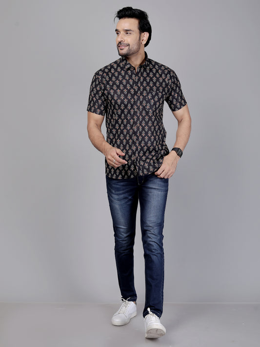 Midnight Floral Handcrafted Cotton Shirt - Designed for movement, made for moments – wear the vibe.