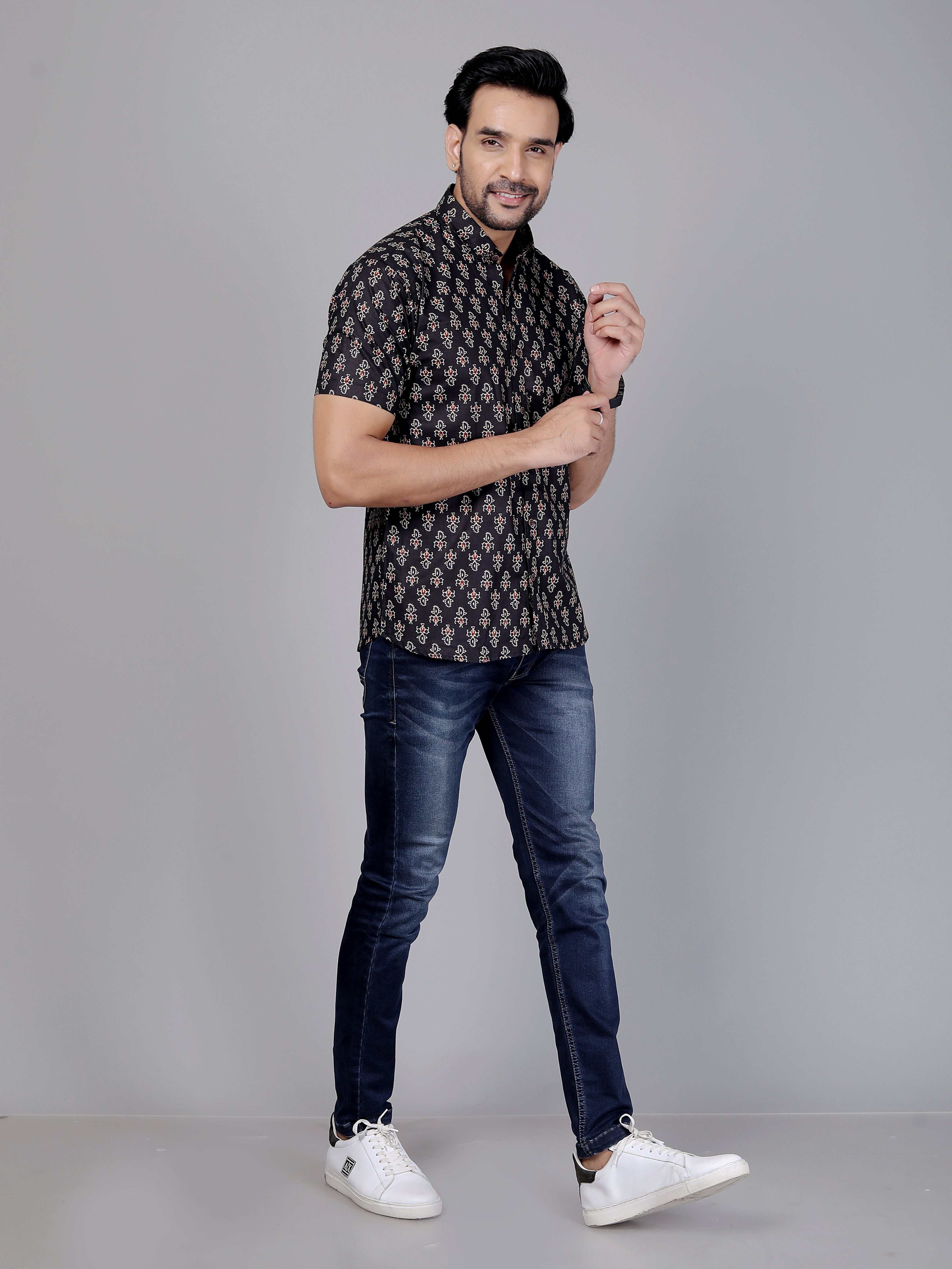 Floral Printed Cotton Shirt For Men