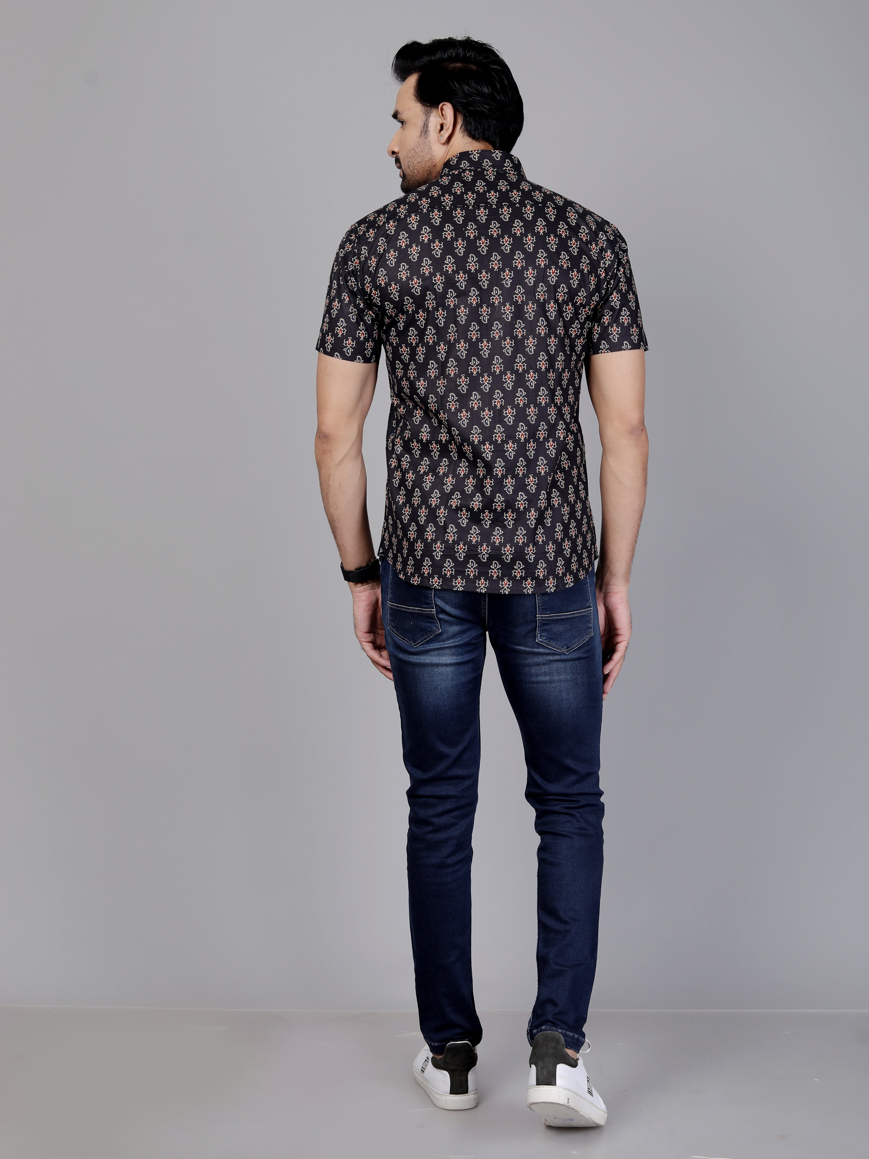 Floral Printed Cotton Shirt For Men