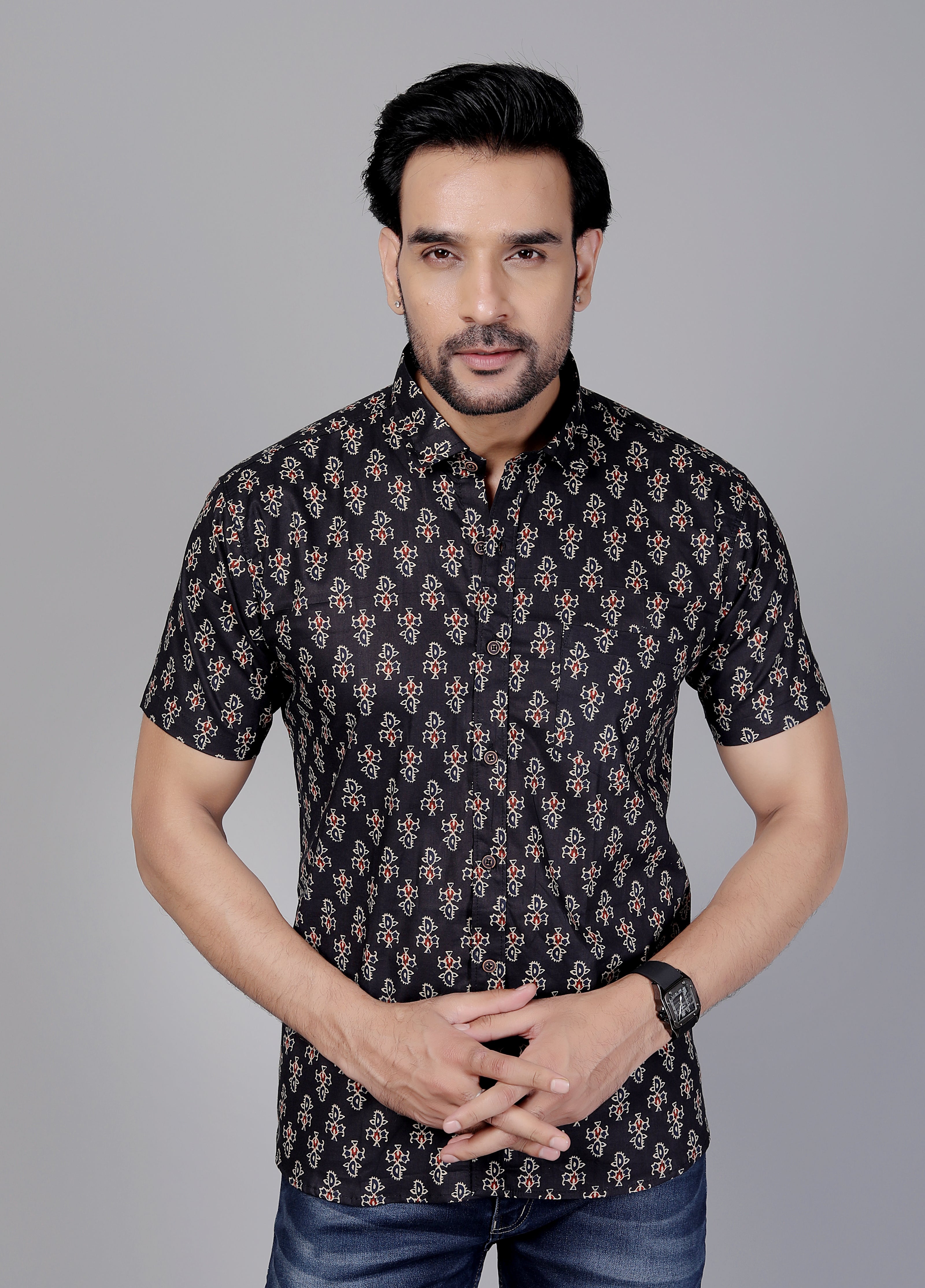 Floral Printed Cotton Shirt For Men
