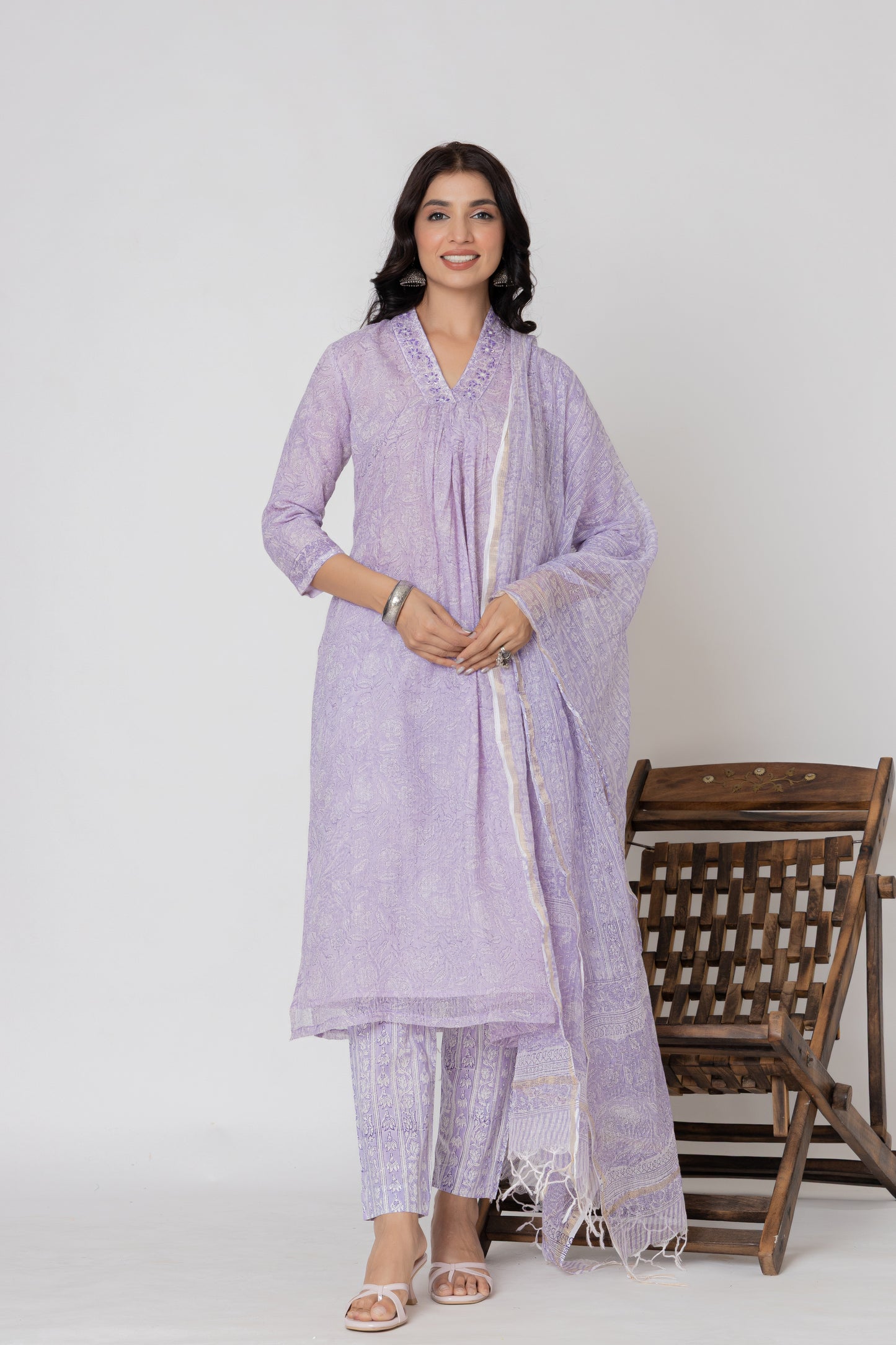 Embroidered Cotton Suit Set 