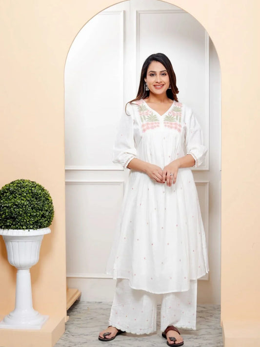 Pure Jute Cotton Fabric with Hand Embroidery