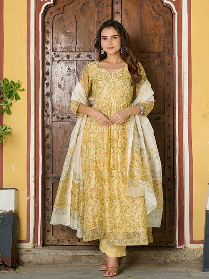 Chanderi Silk - Hand Block Print Suit Set