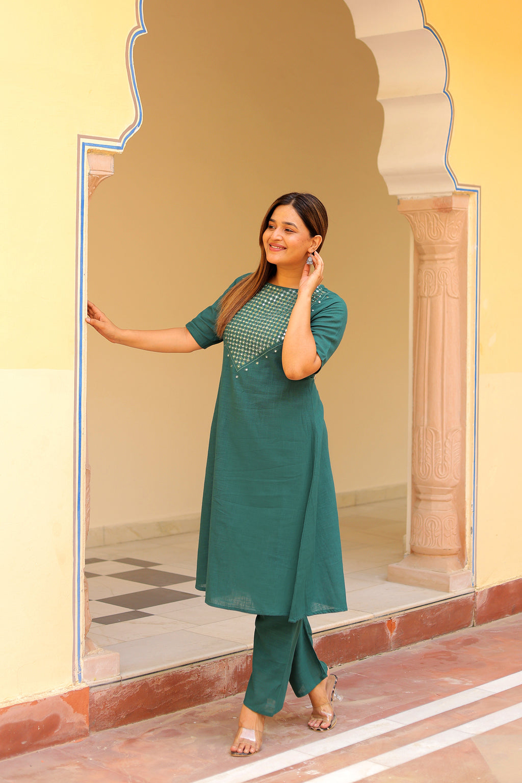 Ambrue Emerald Green Kurta Set