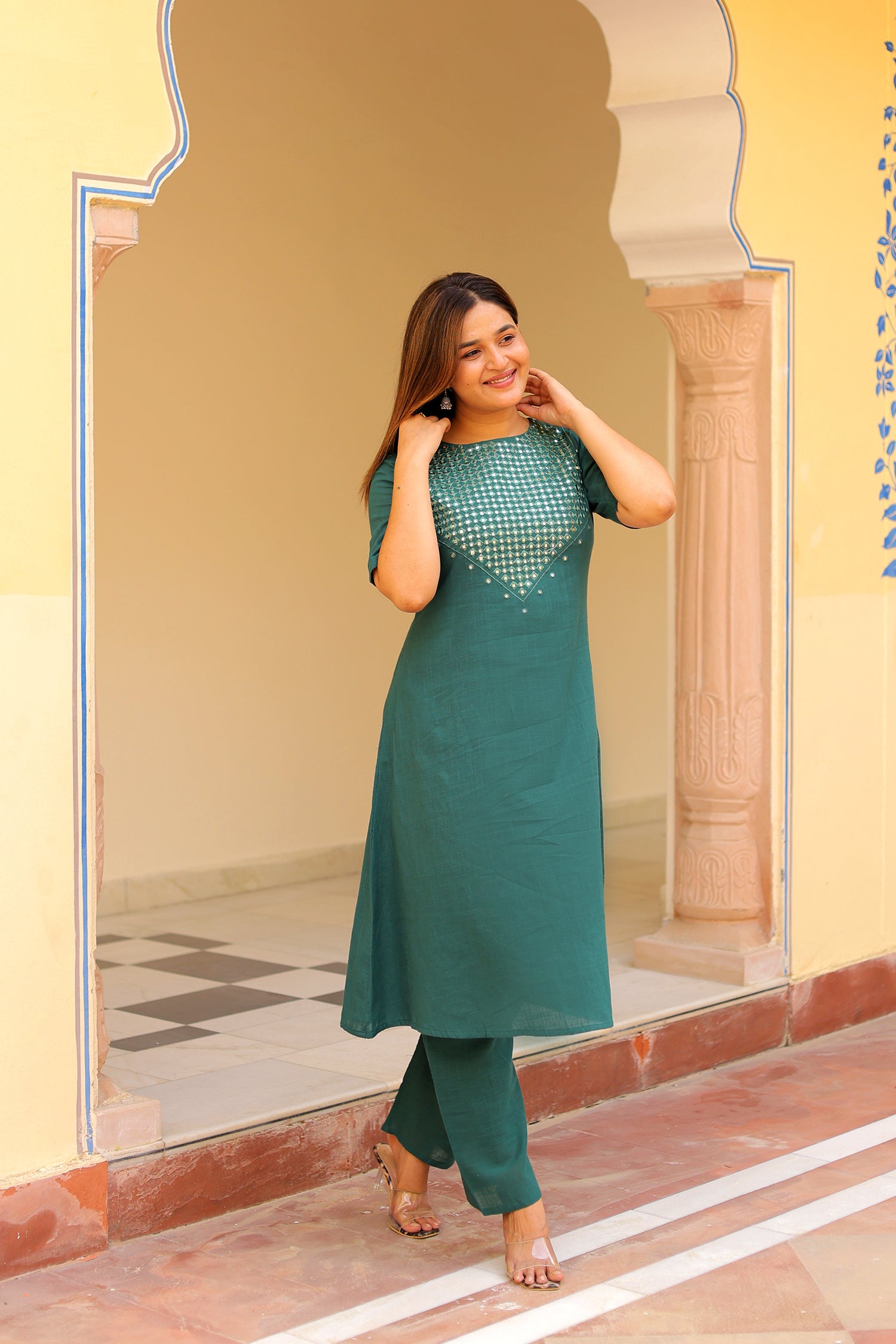 Ambrue Emerald Green Kurta Set