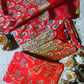 MAHESHWARI SILK EMBROIDERED RED SUIT SET