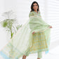 Chanderi Silk Lime Green Embroidered Suit Set