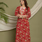 Red Cotton Kurta Suit Set