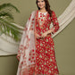 Red Cotton Kurta Suit Set