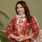 Red Cotton Kurta Suit Set