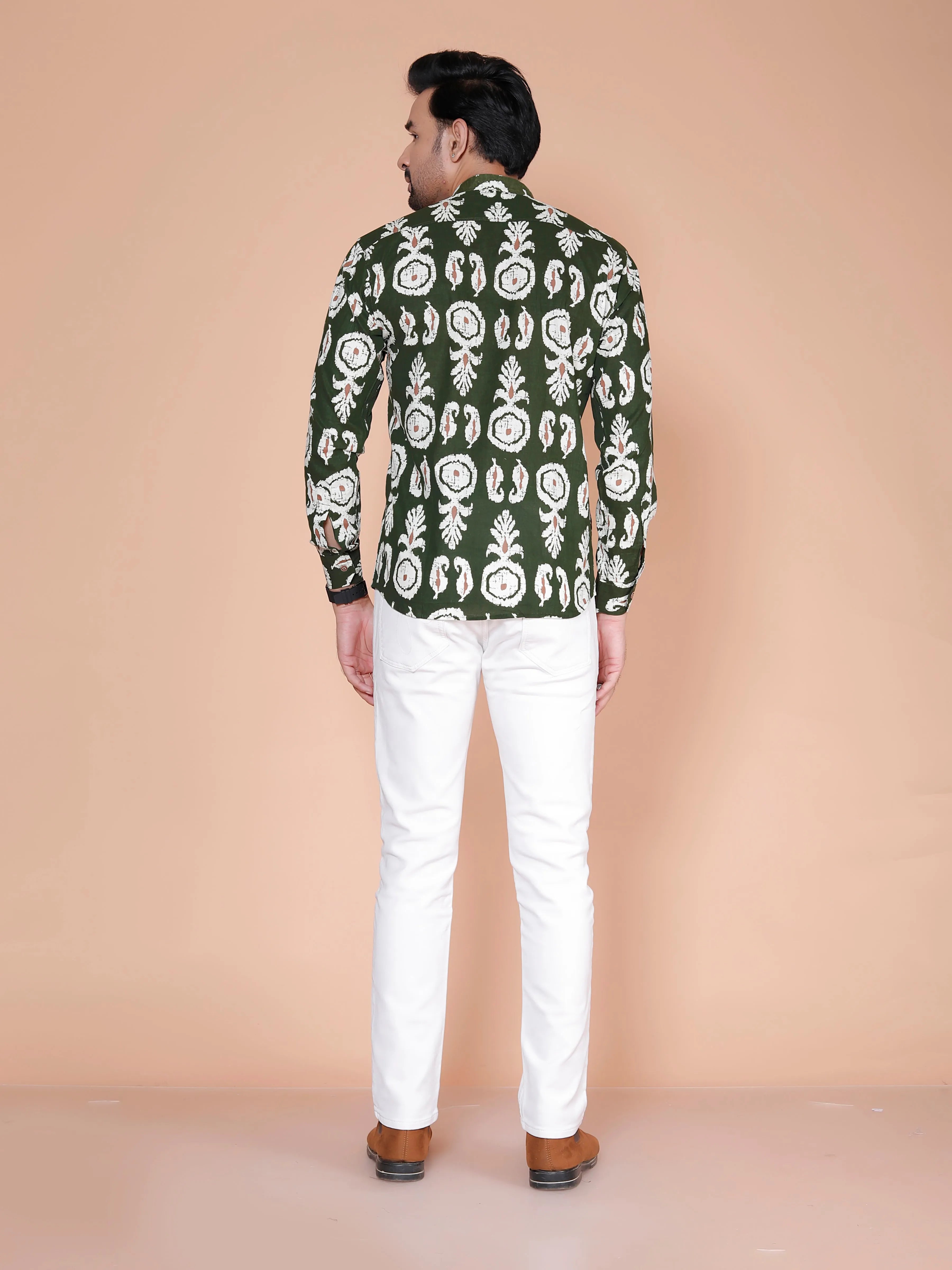 Royal Green Block Print Short Kurta