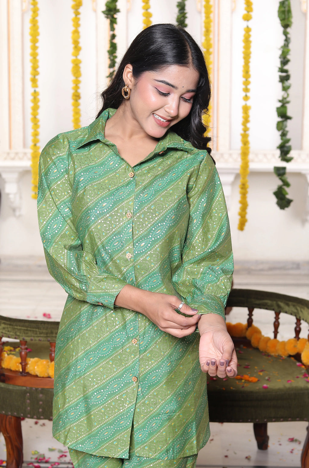 Rajsi Bandhej Blooming Green