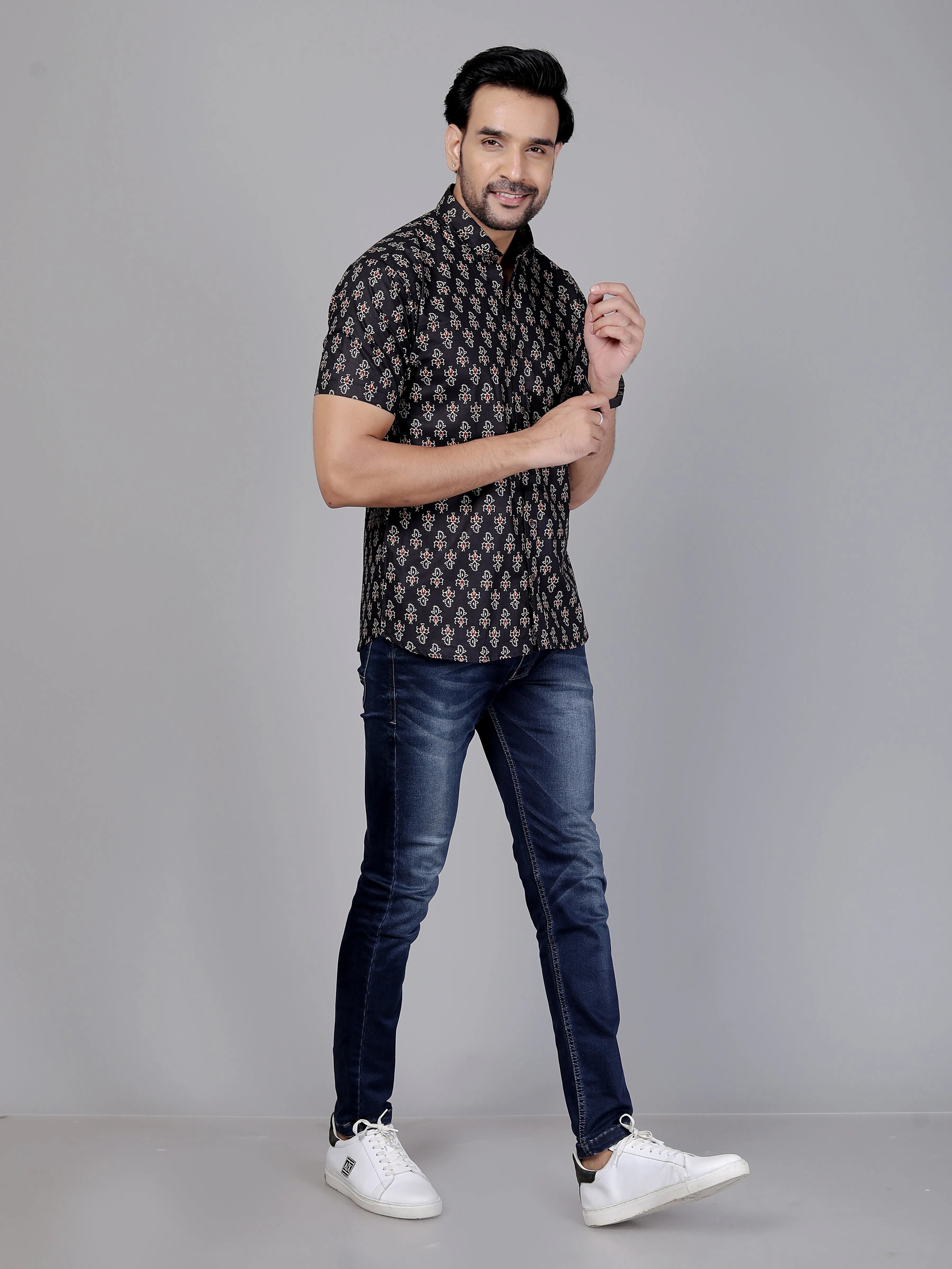 Floral Printed Cotton Shirt For Men