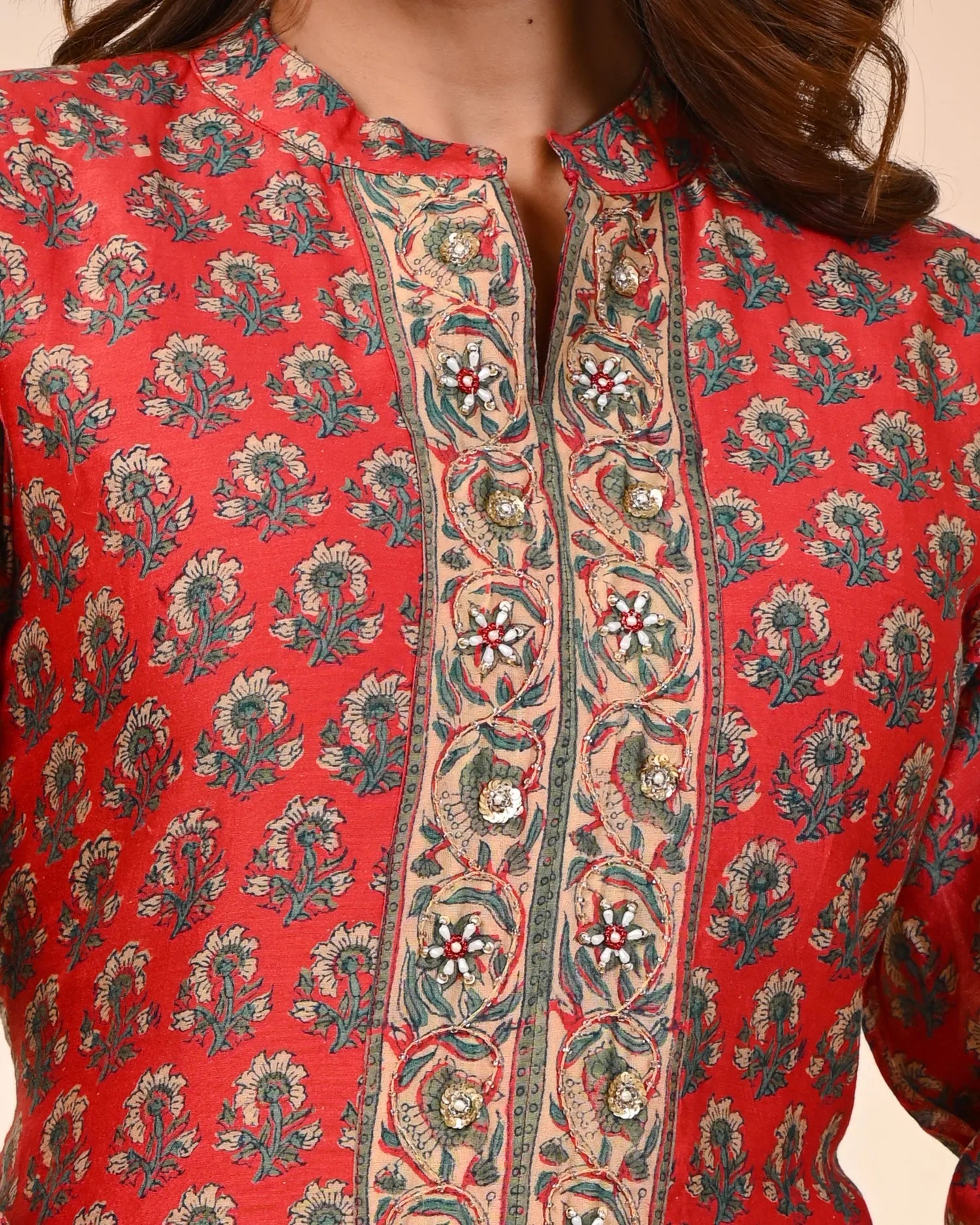 Embroidered Silk Suit Set