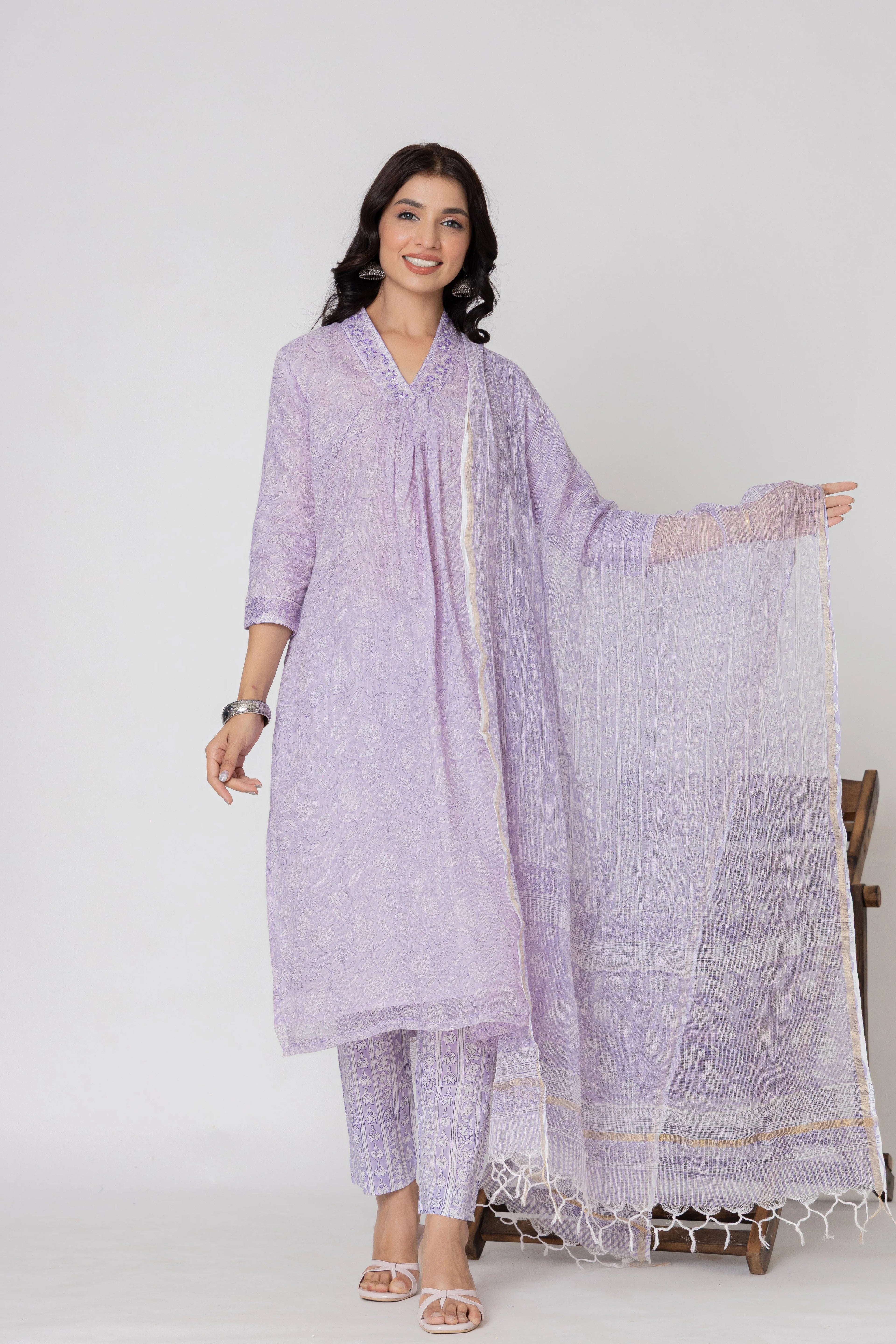 Embroidered Cotton Suit Set